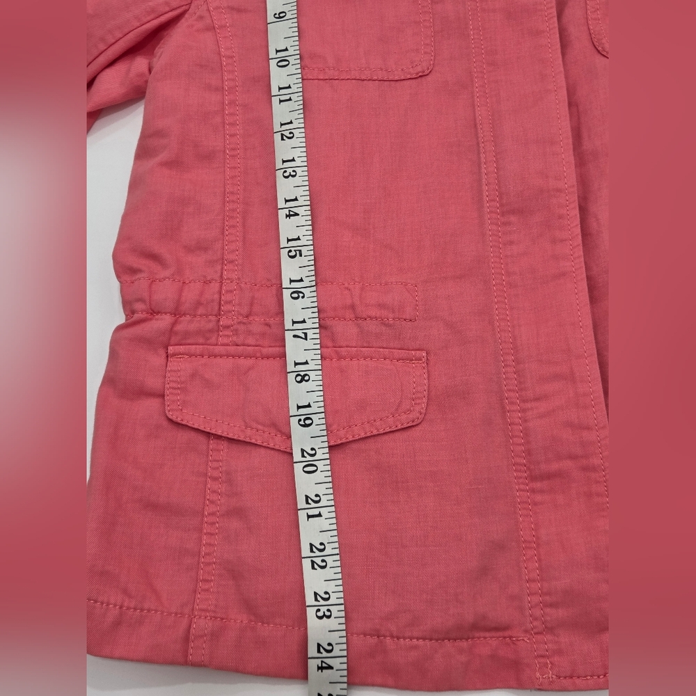 TALBOTS Linen Blend Utility Jacket in Washed Salmon Size Medium Womens Full Zip - Picture 14 of 16